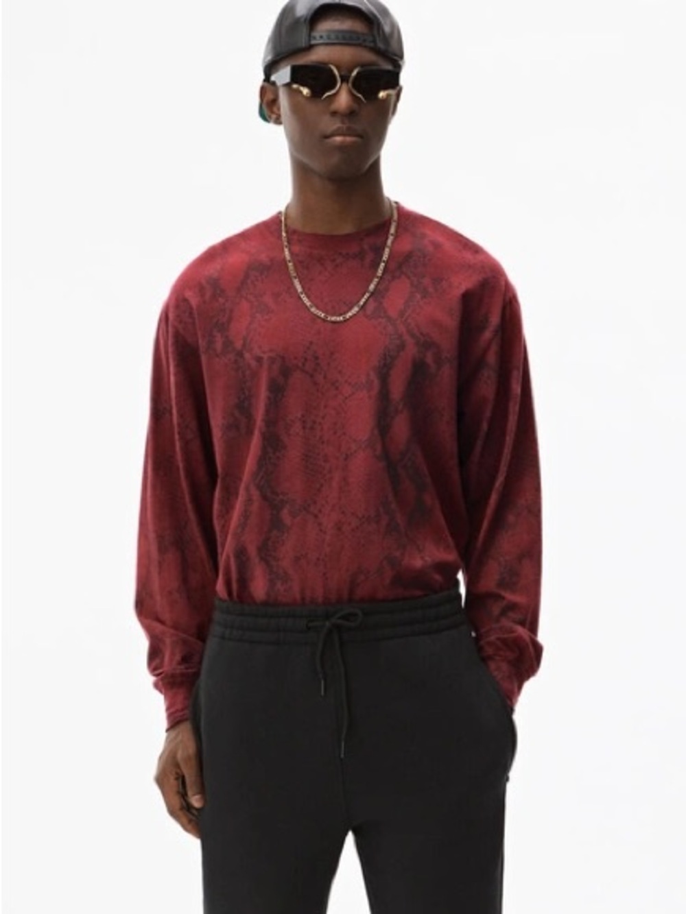 Alexander Wang Snake Print Long Sleeve in Red